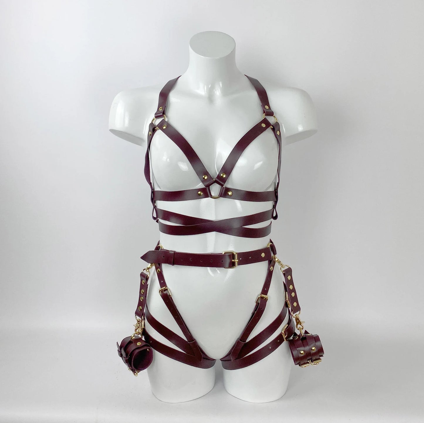 Burgundy Leather Body Harness