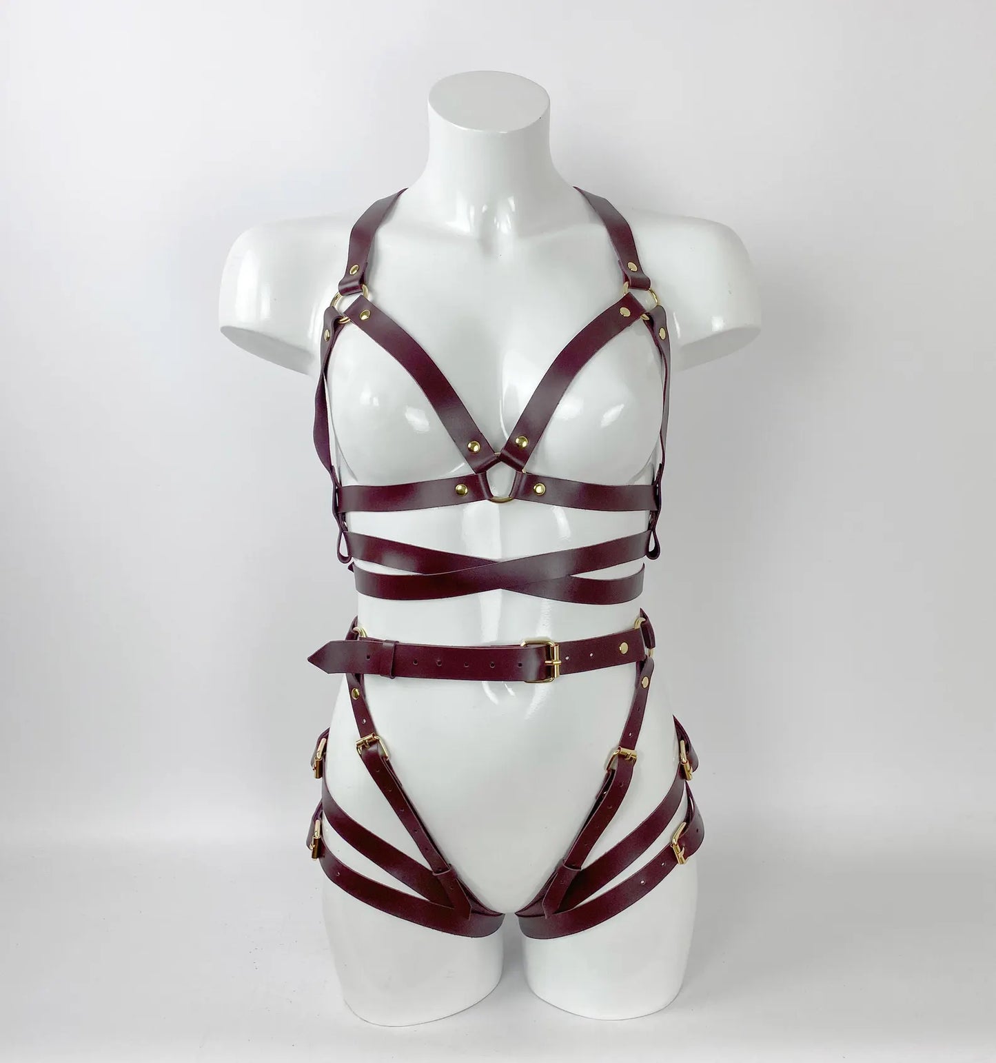 Burgundy Leather Body Harness