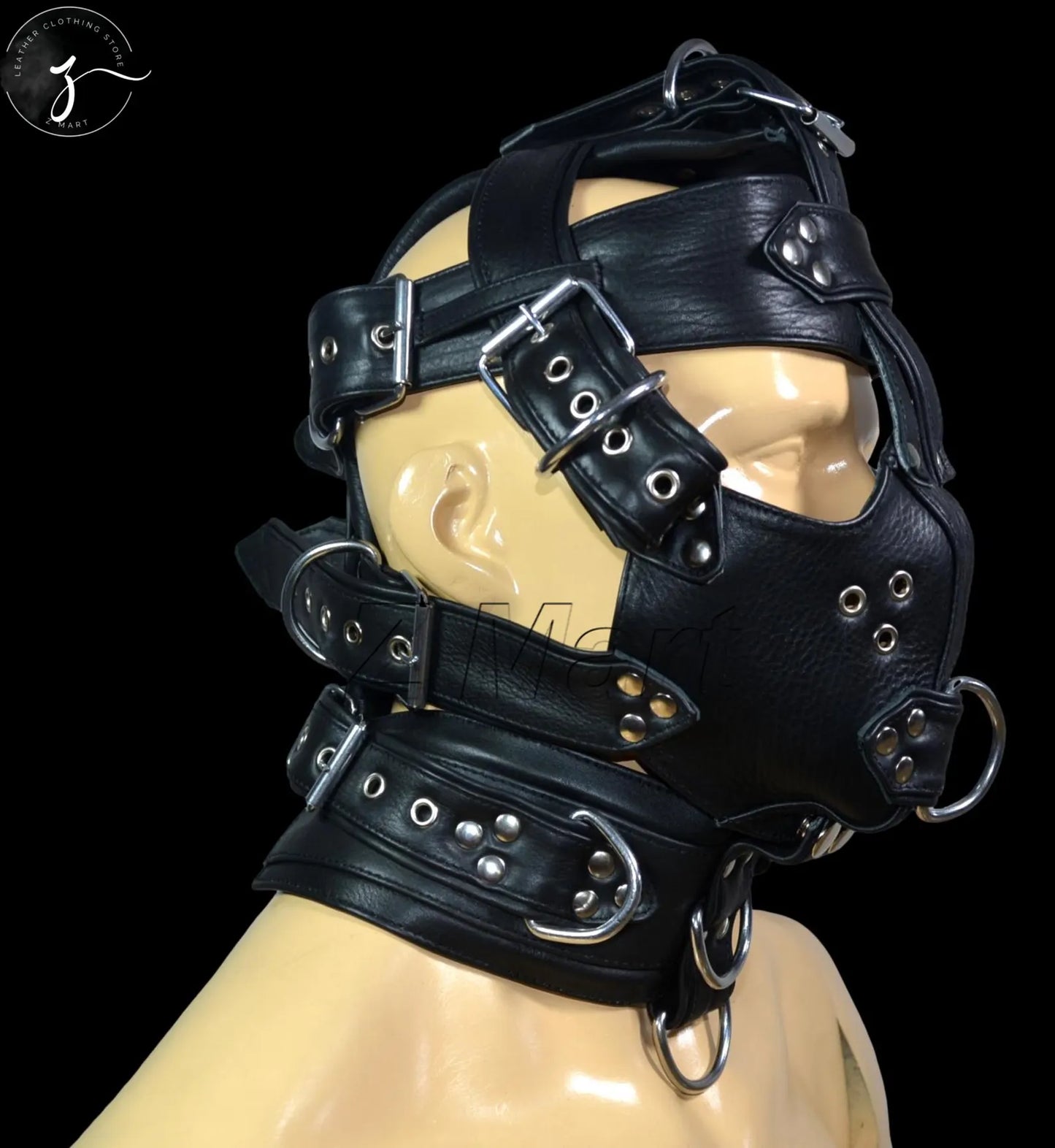 Leather muzzle head harness adjustable Leather Face Hood