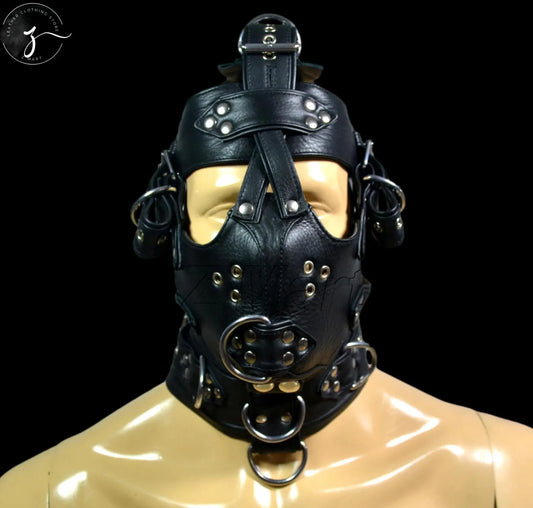 Leather muzzle head harness adjustable Leather Face Hood