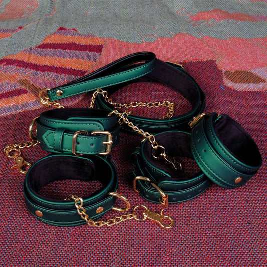 Green leather bondage