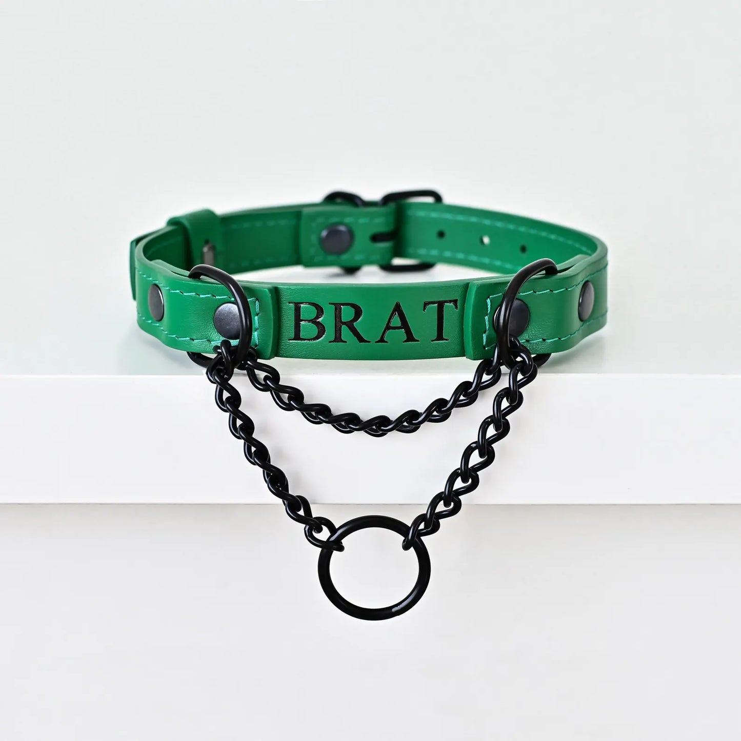 Custom Leather Martingale Collar Choker with Foil Stamping Embossing
