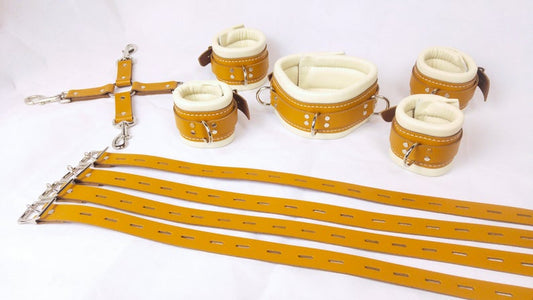 Tan and Cream Bondage Cuffs Restraints