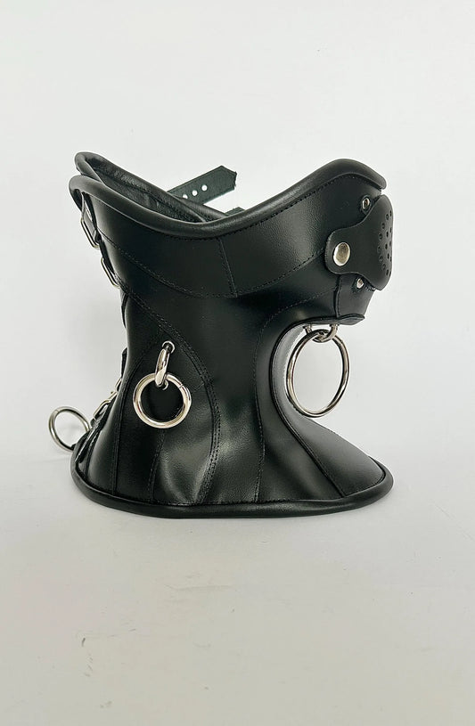 Real Leather Neck Corset Collar Posture premium model mask Fetish Bondage Gothic BDSM