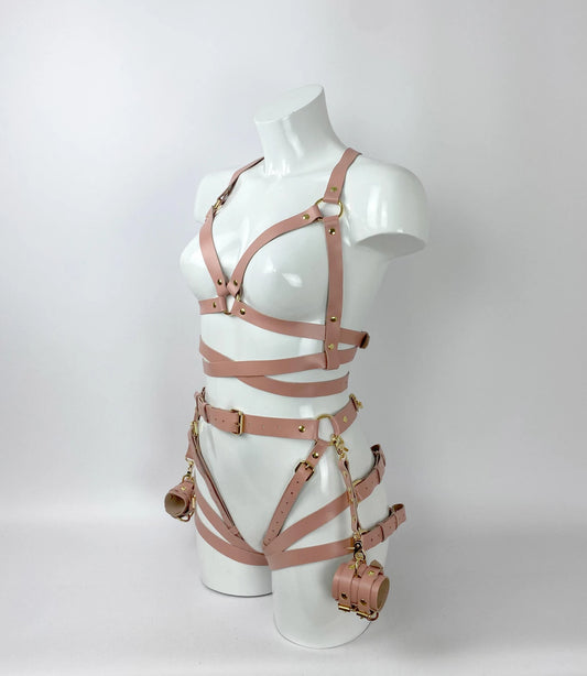 Burgundy Leather Body Harness