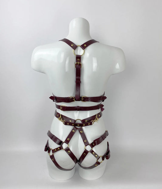 Burgundy Leather Body Harness