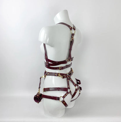 Burgundy Leather Body Harness
