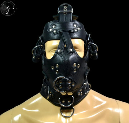 Leather muzzle head harness adjustable Leather Face Hood