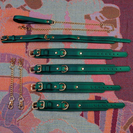 Green leather bondage