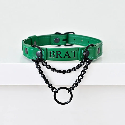 Custom Leather Martingale Collar Choker with Foil Stamping Embossing