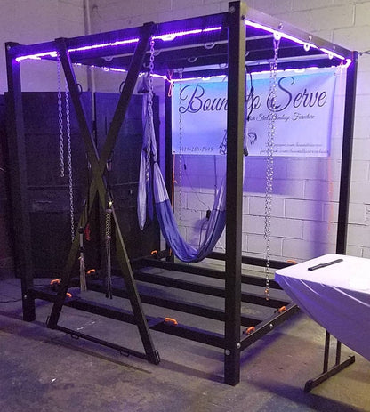 King size heavy duty 3" steel Rope bondage bdsm bed